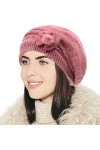 WELROG Femmes Hiver Béret - Dame Français Béret Chic Bonnet Hiver Chapeaux Classique Chapeau de Béret Violet 
