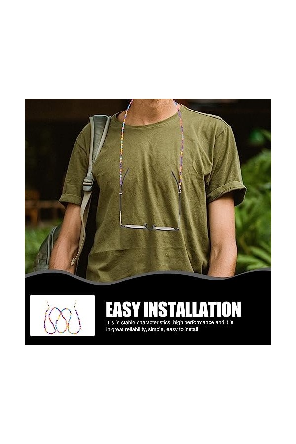 Sosoport Sangle De Lunettes De Sport Chaîne De Lunettes Perlée Sangles De Support De Lunettes De Soleil Anti-Perte Lanière De