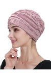 Alnorm Turban plissé chic Cadeaux chimio couvre-chef pour femme, Rose anthracite, Taille unique