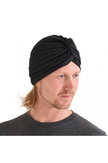 CHARM Turban Femme Twist Plissé Vintage - Chapeau Homme Bonnet Mode Festival Costume Divination Chic Retro Noir