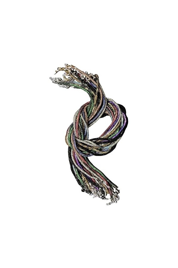 GMM Chaîne de lunettes, collier de lunettes, chaîne de lunettes pour femme, vue soleil avec strass, 2 anneaux antidérapants e