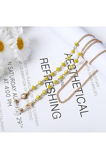 Chaînes À Lunettes Chaînes Lunettes Perle Rétro Métal Lunettes De Soleil Lanières Lunettes Porte-Cordon Tour De Cou Chaîne Ve