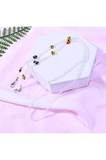 Chaînes À Lunettes Chaîne De Marguerite Colorée pour Lunettes Femmes Sangles Collier pour Lunettes De Soleil Porte-Lunettes C