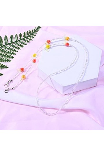 Chaînes À Lunettes Chaîne De Marguerite Colorée pour Lunettes Femmes Sangles Collier pour Lunettes De Soleil Porte-Lunettes C