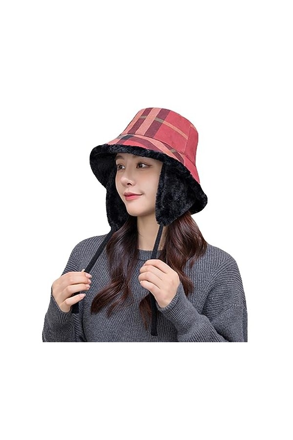 Chapeaux de Seau imperméables dhiver pour Femmes Filles Chapeau Chic de Pluie avec Oreillettes Dames Cloche pêcheur Casquett