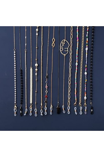 Chaînes De Masquage De Lunettes De Soleil Pour Femmes Chaînes De Lunettes En Cristal De Perle Longe En Verre,DJ-162-Noir