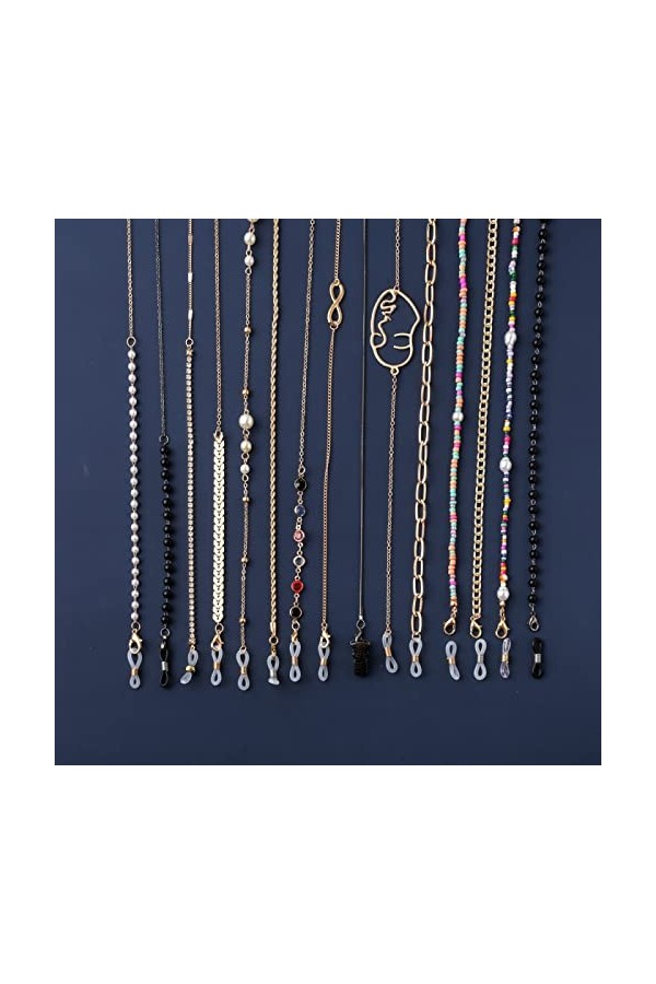 Chaînes De Masquage De Lunettes De Soleil Pour Femmes Chaînes De Lunettes En Cristal De Perle Longe En Verre,DJ-162-Noir