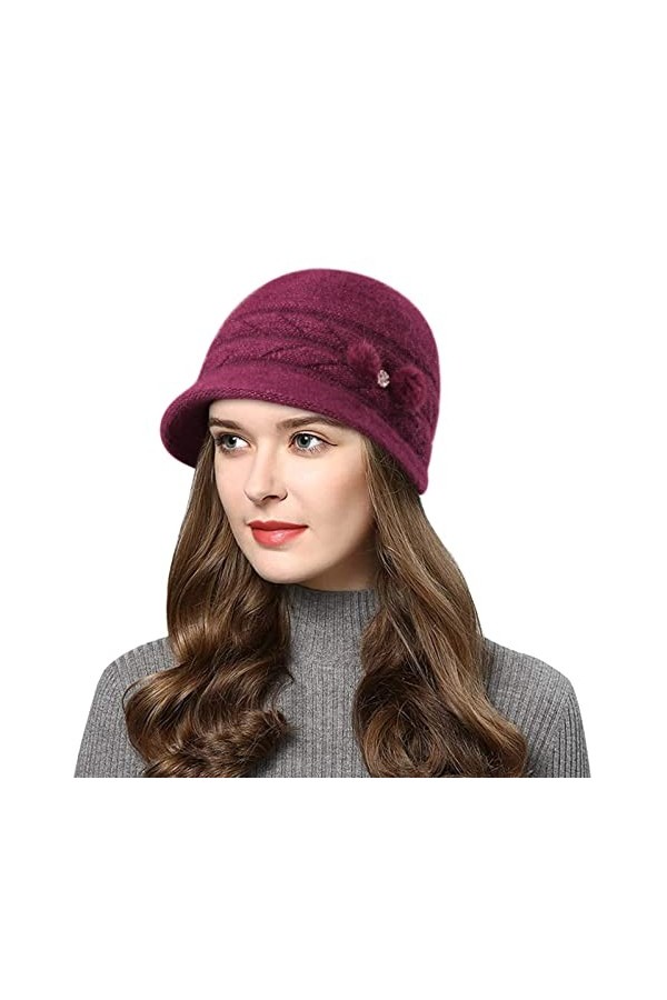 Wantonfy Bonnet pour Femme Laine Béret Béret Bonnet Français Casquette Chic Léger Vintage Joli Classique