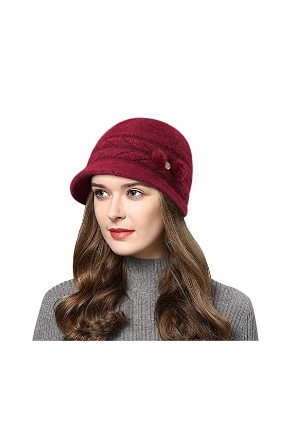 Wantonfy Bonnet pour Femme Laine Béret Béret Bonnet Français Casquette Chic Léger Vintage Joli Classique