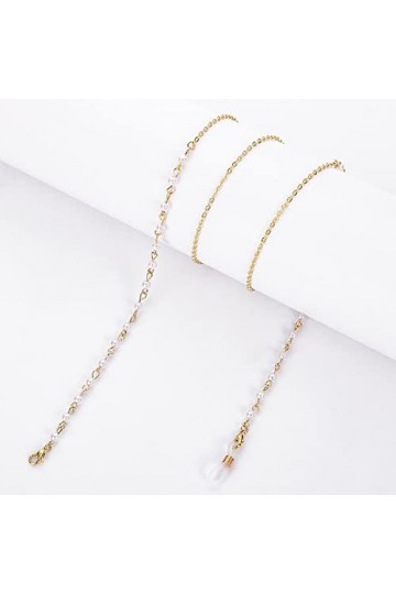 Mode Perle Cristal Lunettes Chaîne Rétro Métal Lunettes De Soleil Longes Masques Suspendus Corde Lunettes Cordon,12