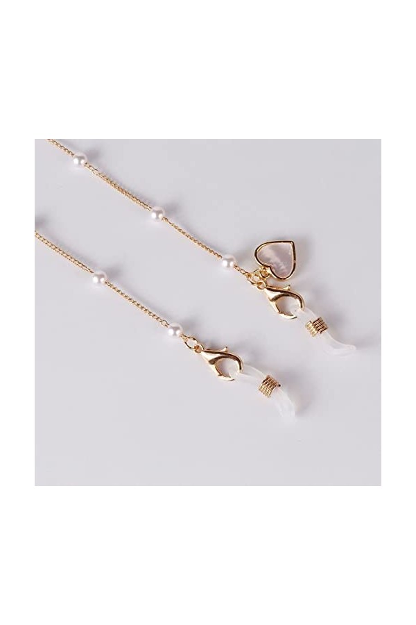 Mode Lunettes Chaîne Imitation Perle Perlée À La Mode Femmes À Lextérieur Décontracté Lunettes De Soleil Accessoire Collier 