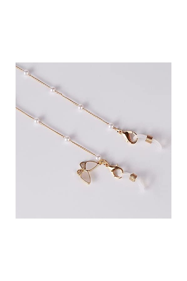 Mode Lunettes Chaîne Imitation Perle Perlée À La Mode Femmes À Lextérieur Décontracté Lunettes De Soleil Accessoire Collier 