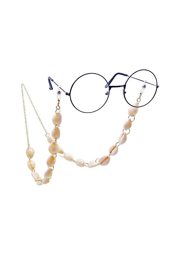 HczIon Chaîne Lunettes 2 Morceaux De Chaîne De Lunettes De Coquille,Lunettes De Soleil De Plage,Cordon,Sangle De Lunettes De 