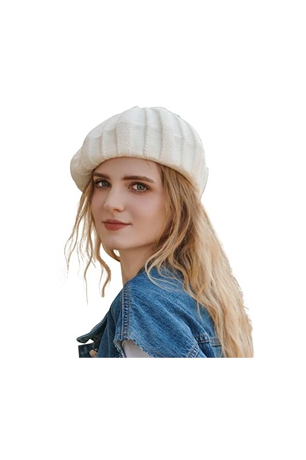 WANYIG Femmes Classique Francais Chapeau de Béret en Laine Chic Bonnet Calotte Hiver Chapeaux Cachemire Casquette Souples Élé