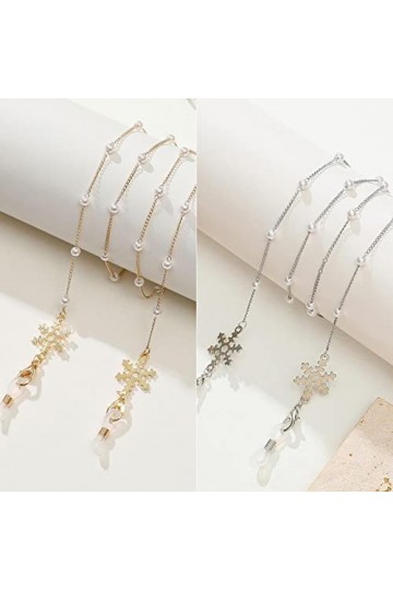 Chaînes À Lunettes Chaînes De Lunettes Pendentifs Flocon De Neige Chaînes De Lunettes Femmes Lunettes De Soleil Support Sangl