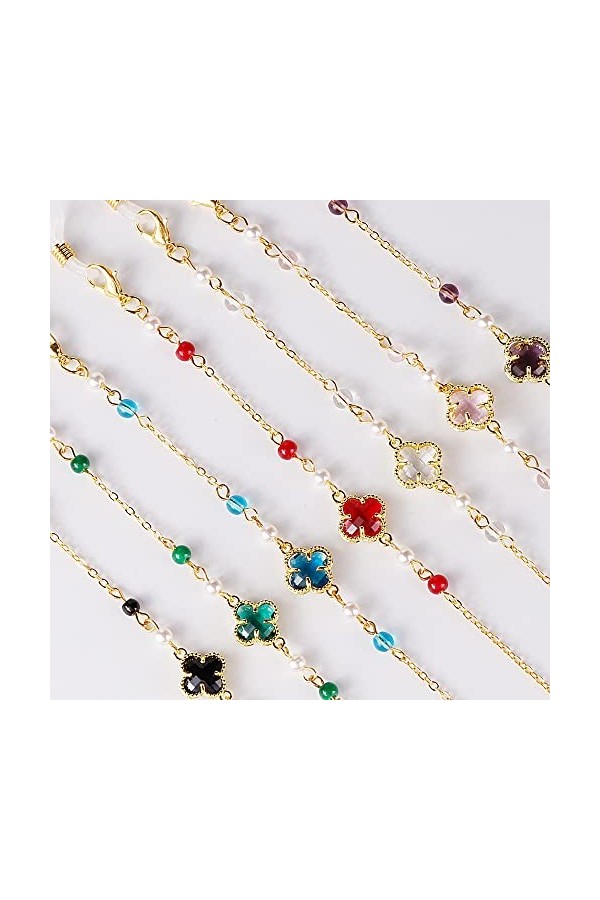 Chaînes À Lunettes Chaînes De Lunettes De Soleil en Cristal Lanière pour Femmes Hommes Chaînes De Lunettes Noires Anti-Perte 