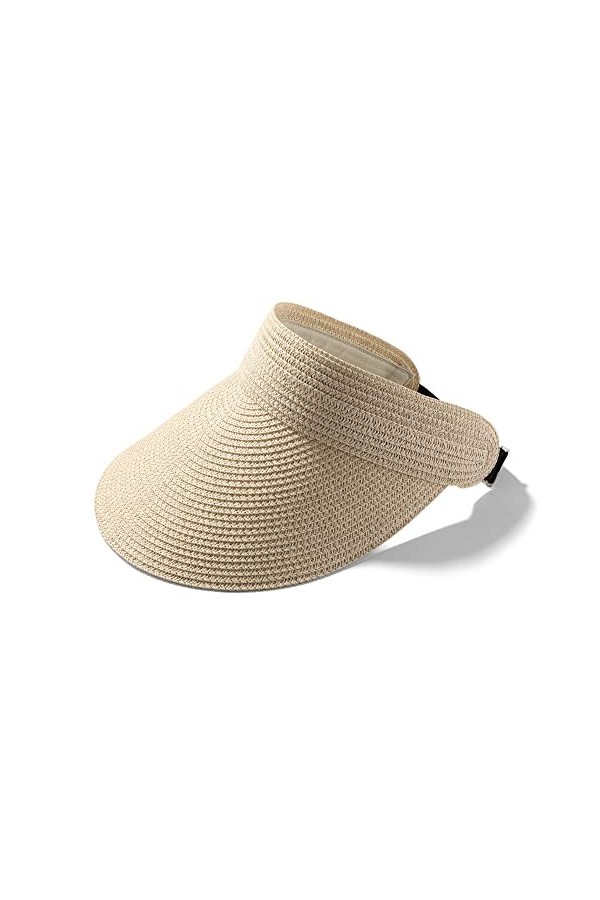 CHIC DIARY Chapeau de paille pour femme - Chapeau de soleil - Protection solaire - Visière avec grand bord - Chapeau de plage