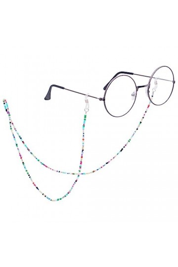 LEFEDA Lot de 2 sangles de lunettes colorées pour lunettes de soleil, support de lunettes de lecture, cordon de perles fait à