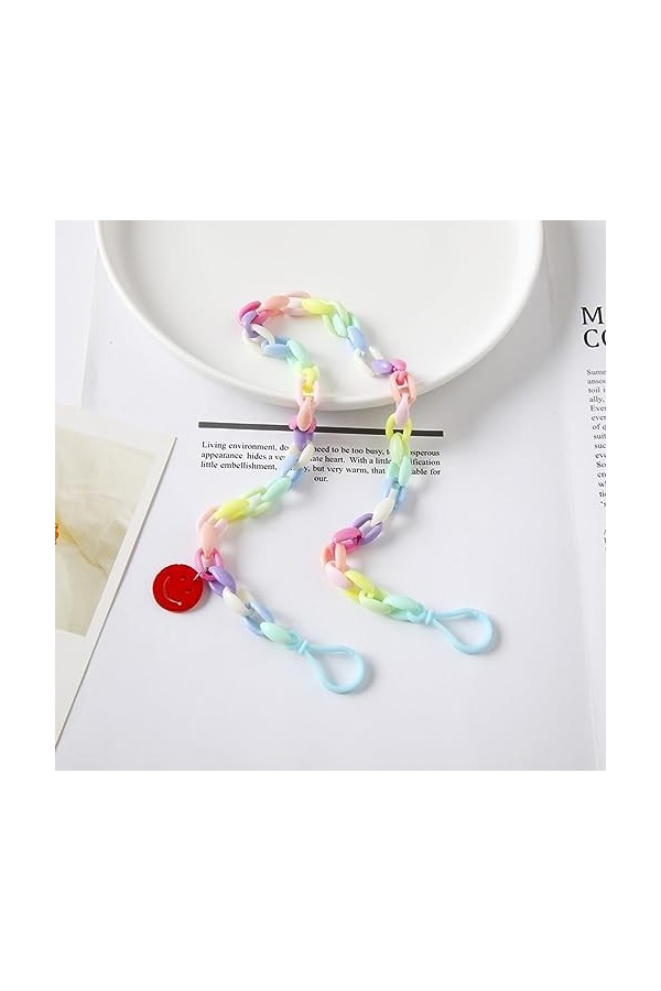 Lot de 2 chaînes de lunettes antidérapantes en acrylique pour femme, sans couleur, taille unique