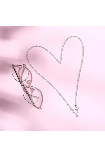 LEFEDA Lot de 2 chaînes de lunettes en métal pour lunettes de soleil et lunettes de lecture, sans couleur, taille unique
