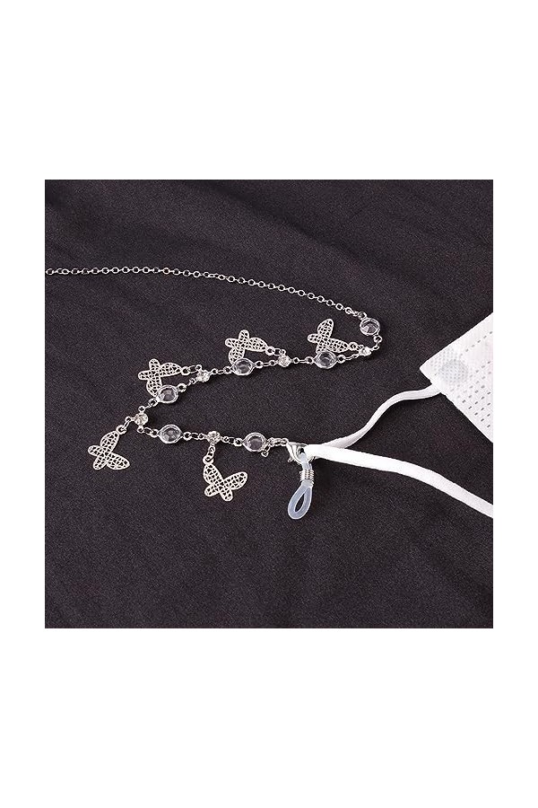 Lot de 3 sangles de lunettes de soleil avec support de lunettes de soleil pour femme avec pendentif papillon, sans couleur, t