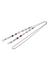 ZZSRJ Mode Dames Hommes Lunettes de Soleil lanière coloré Perles Collier chaîne de Lunettes Color : Svart 