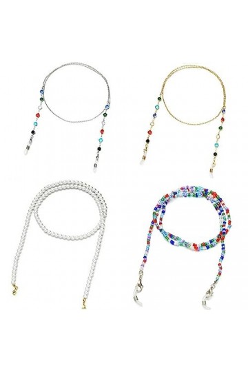 HczIon Chaîne Lunettes 4 Pièces De Chaîne De Lunettes,Chaîne De Lanière De Verres Perlés,Chaîne De Lunettes De Soleil