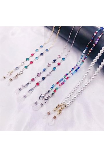 HczIon Chaîne Lunettes 4 Pièces De Chaîne De Lunettes,Chaîne De Lanière De Verres Perlés,Chaîne De Lunettes De Soleil