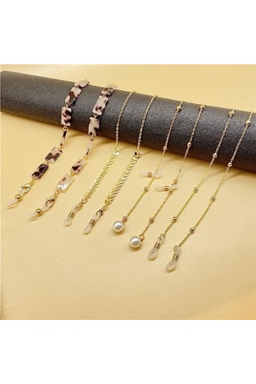 HczIon Chaîne Lunettes Lot De 4 Chaînes De Verres,Chaîne D’Oreille De Blé,Chaîne De Lunettes Ballade Avec Support,Chaîne De L
