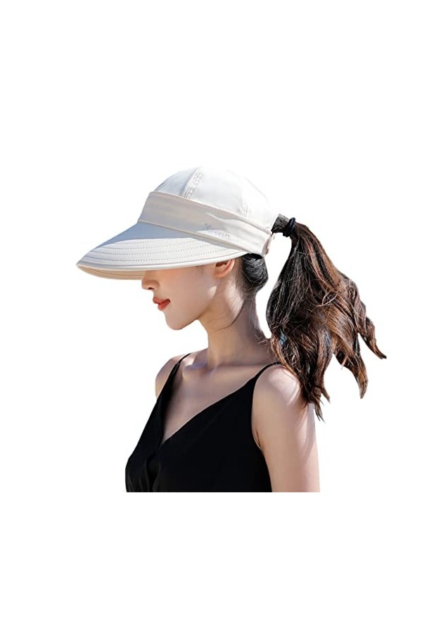 CHIC DIARY Chapeau de soleil pour femme - Protection solaire - Avec grand bord - Pour le golf et lextérieur, Noir , taille u