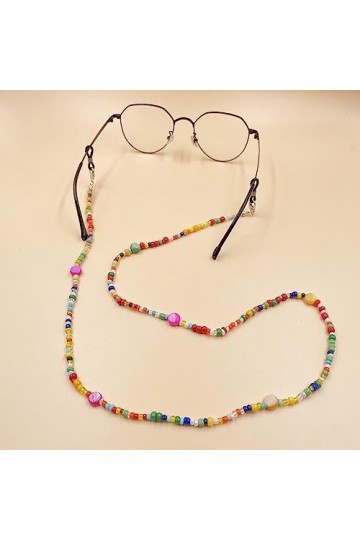 HczIon Chaîne Lunettes Ensemble De 3 Lunettes De Soleil Rice Pearl Chaîne Lanyard Lunettes De Protection Corde Lanyard