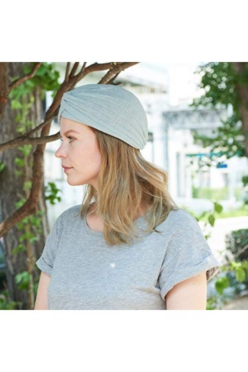 CHARM Casualbox | Dames Mode Turban Chapeau Feuille Motif Pastel Couleur Mignon Bohémien Chic Afro Accessoire Gris