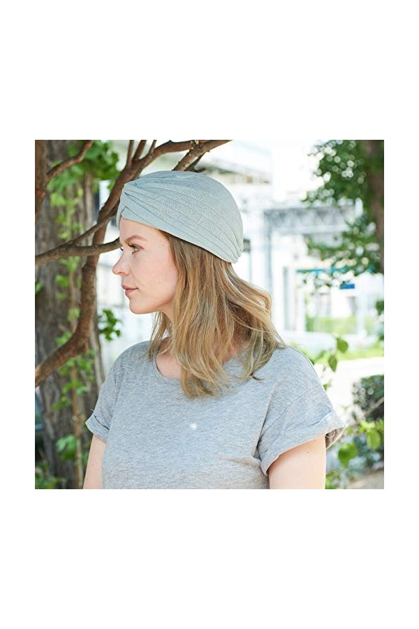 CHARM Casualbox | Dames Mode Turban Chapeau Feuille Motif Pastel Couleur Mignon Bohémien Chic Afro Accessoire Gris