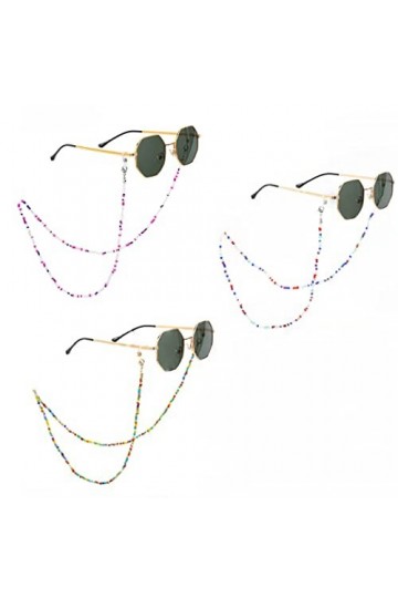 Bohend Bohème Perle Chaîne de lunettes de soleil 3 pièces Chaîne de masque facial bohémien Femmes Lunettes Chaîne Accessoires