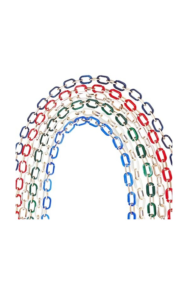 SUPERFINDINGS 74.3cm 6 couleurs Cordon Lunettes Style de Pierres Précieuses Chaînes de Trombone en Acrylique et Aluminium Cha