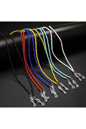 Lot de 6 cordons de lunettes de soleil pour homme avec perles colorées, sans couleur, taille unique