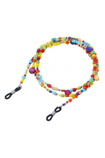 Lot de 4 chaînes de lunettes colorées pour femme - Support de lunettes - Support de masque de lecture - Miroir de lecture - C