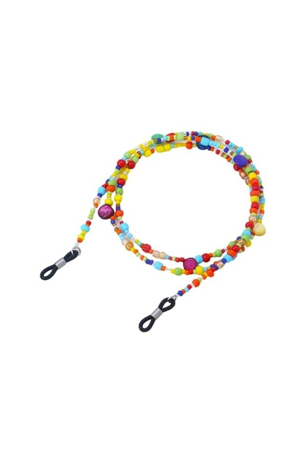 Lot de 4 chaînes de lunettes colorées pour femme - Support de lunettes - Support de masque de lecture - Miroir de lecture - C