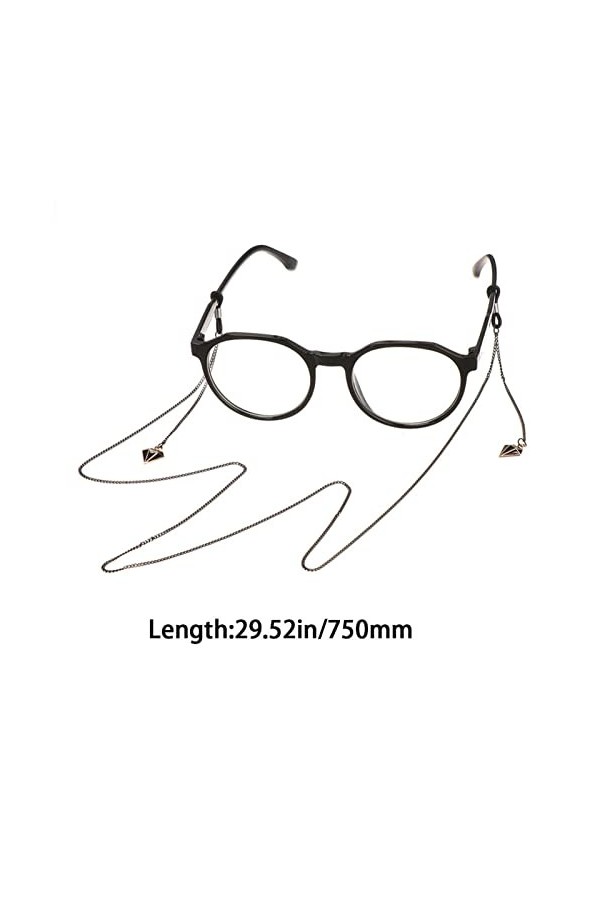 XIDUO 1 chaîne à lunettes en métal noir avec cordon pour lunettes de soleil couleur : noir, taille : 75 cm 