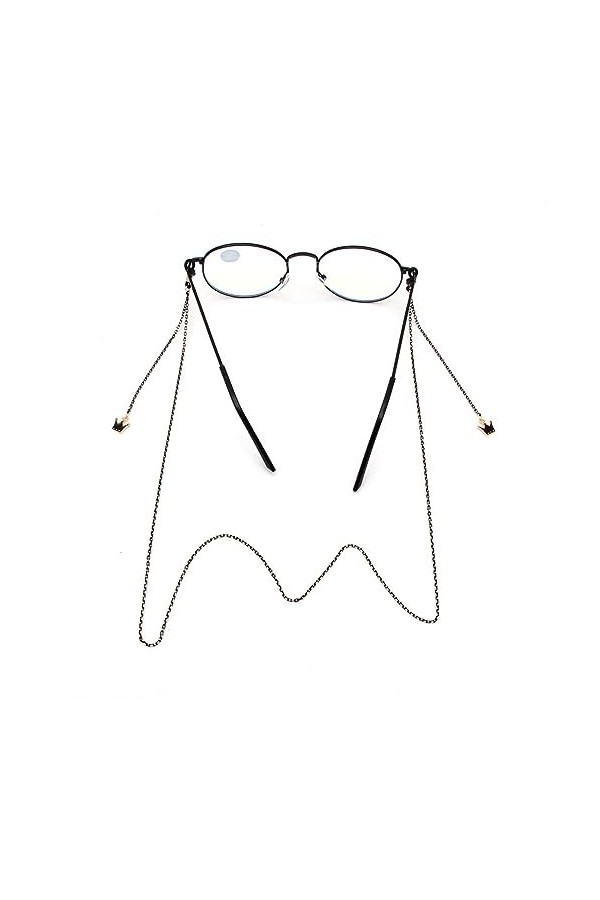 LEFEDA Lot de 3 sangles de lunettes de soleil avec support de lunettes, sangle de chaîne de lunettes en métal noir, sans coul