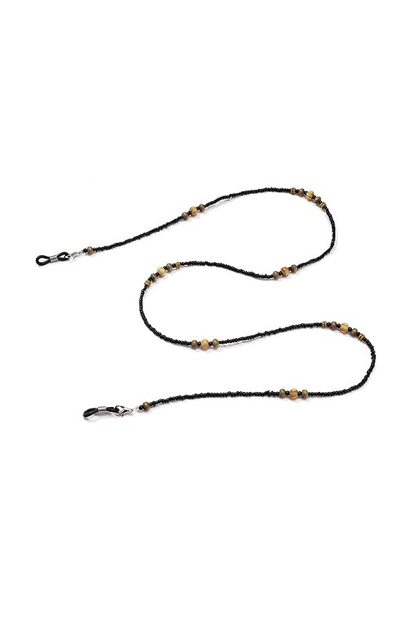 Lot de 3 chaînes de lunettes de soleil avec support de lunettes de soleil pour femme Noir fait à la main, sans couleur, taill