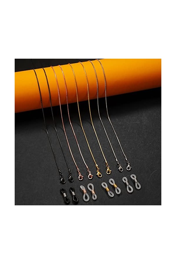 LEFEDA Lot de 4 sangles de lunettes en métal pour lunettes de soleil - Chaîne de cou à suspendre - Support de chaîne de lunet