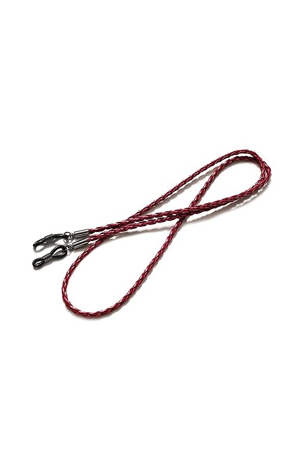 LEFEDA Lot de 10 sangles de lunettes en cuir antidérapant pour lunettes de soleil - Pour homme et femme, Rouge, taille unique