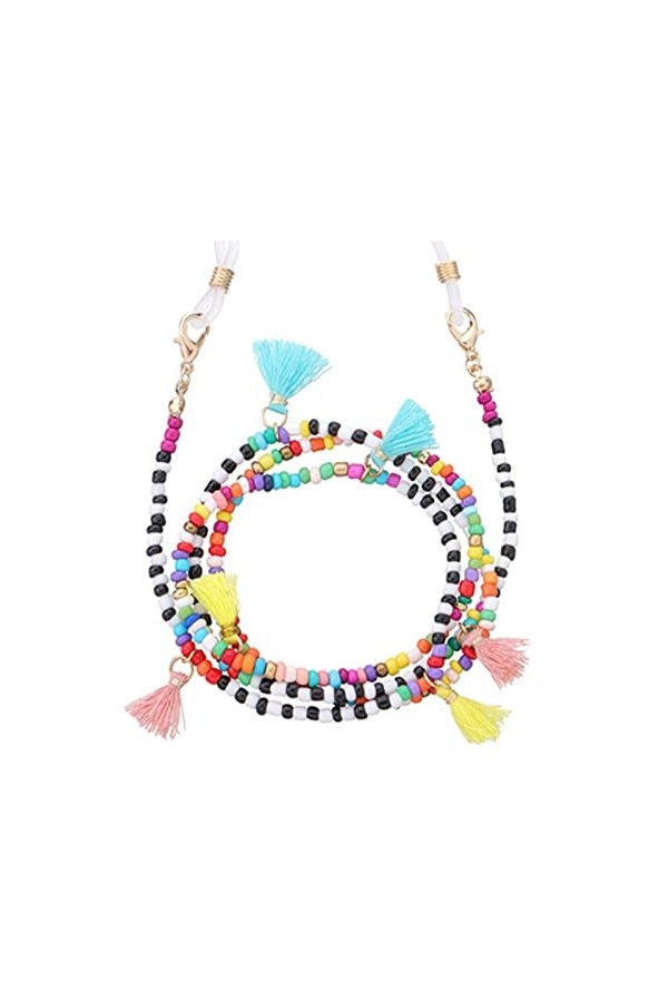 BELLAY Chaîne de lunettes en perles multicolores collier de chaîne de sangle de lanière chaîne de lunettes suspendue accessoi