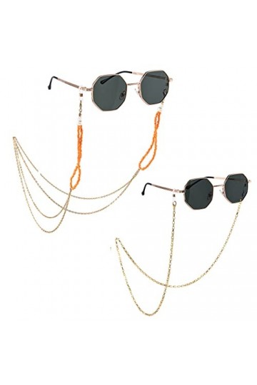 Bohend Mode Perles Chaîne de lunettes de soleil 2 pièces Perle Chaîne de masque facial Or Chaîne de lunettes Lunettes Chaînes