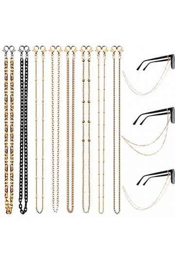 Lot de 8 Chaîne Lunettes Femmes Chaînes de Lunettes Élégant cordon lunettes Perles chaînes de lunettes de soleil 70 cm pour f