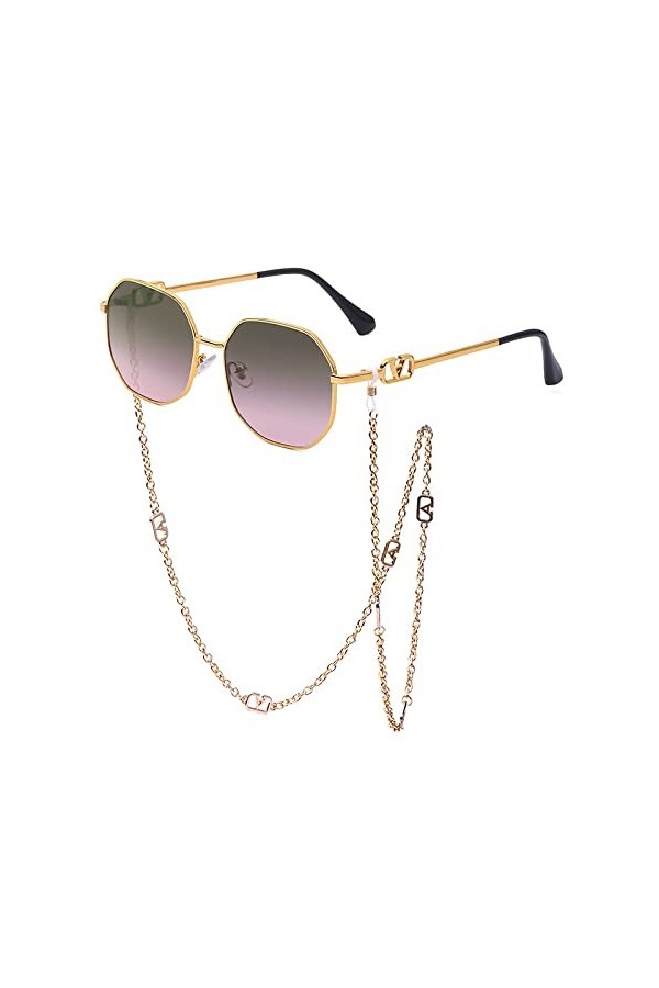 BOTRIBAS Lunettes de soleil à chaîne Lunettes de vue avec cordon à chaîne anti-goutte pour femme, C-5, 14cm