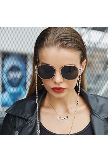 BOTRIBAS Lunettes de soleil à chaîne Lunettes de vue avec cordon à chaîne anti-goutte pour femme, C-5, 14cm