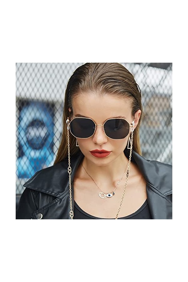 BOTRIBAS Lunettes de soleil à chaîne Lunettes de vue avec cordon à chaîne anti-goutte pour femme, C-5, 14cm