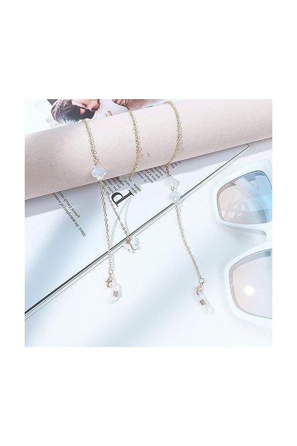 LEFEDA 2 chaînes de lunettes de soleil, chaîne de lunettes de soleil, chaîne de lunettes de femme, porte-lunettes, support de